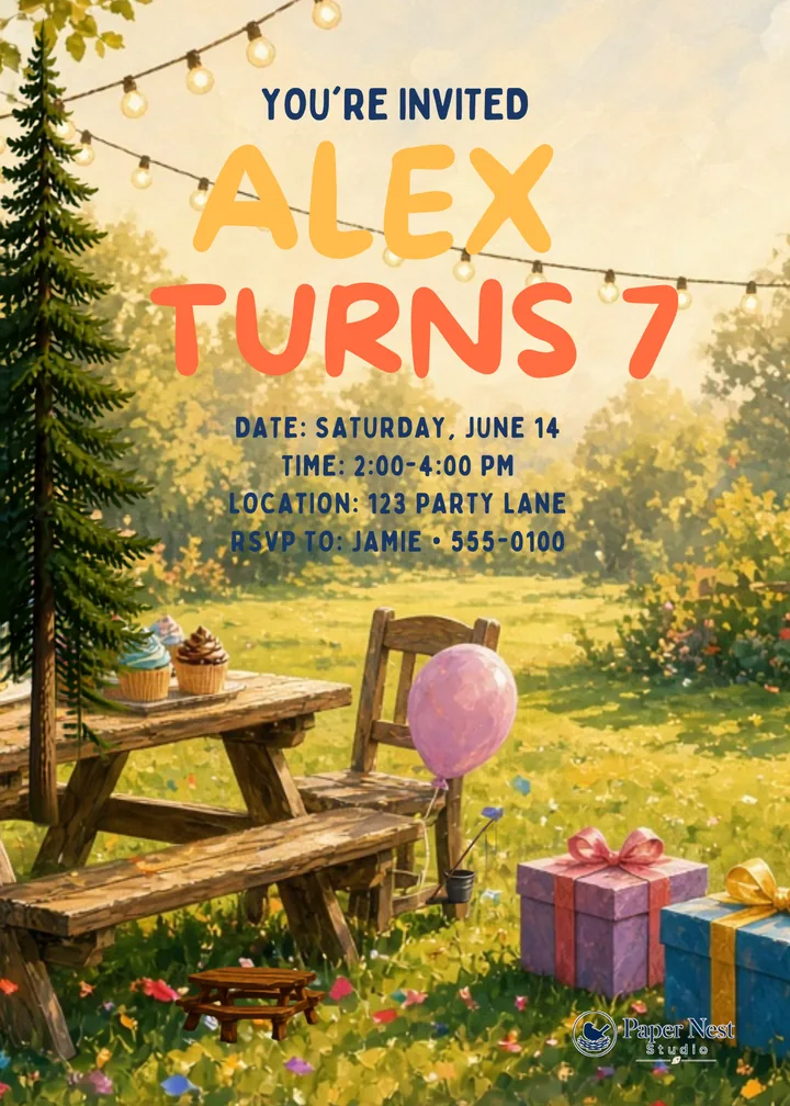 Kids Birthday Invitation (Painterly Celebration) printable from Paper Nest Studio