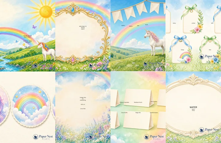 Unicorn Magical Party Kit printable from Paper Nest Studio