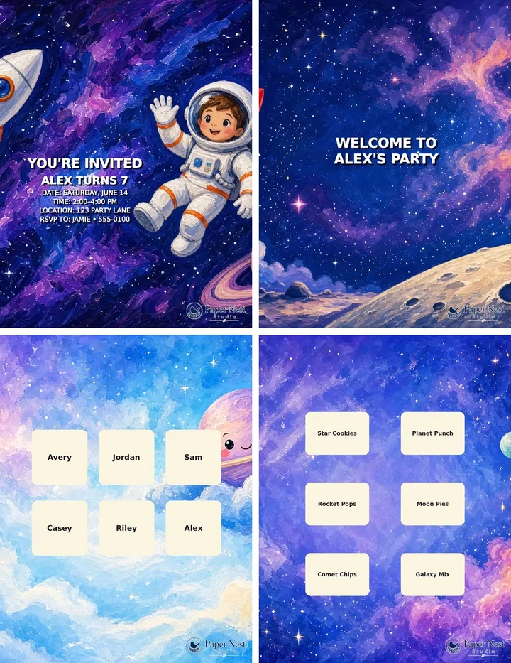 Space Explorers Party Kit printable from Paper Nest Studio