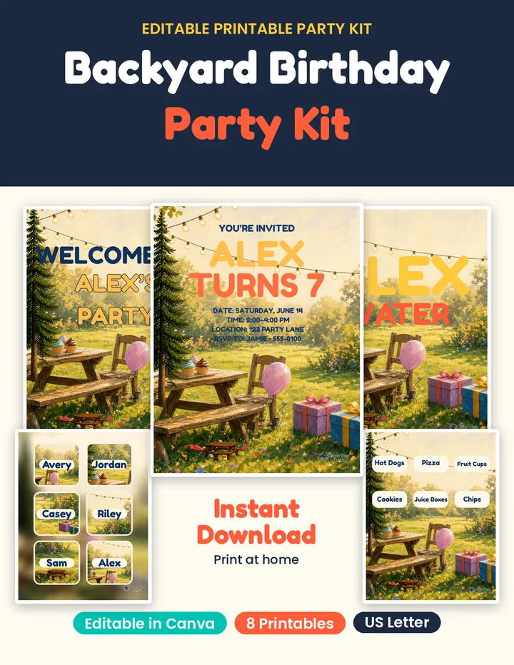 Backyard Picnic Party Kit printable from Paper Nest Studio