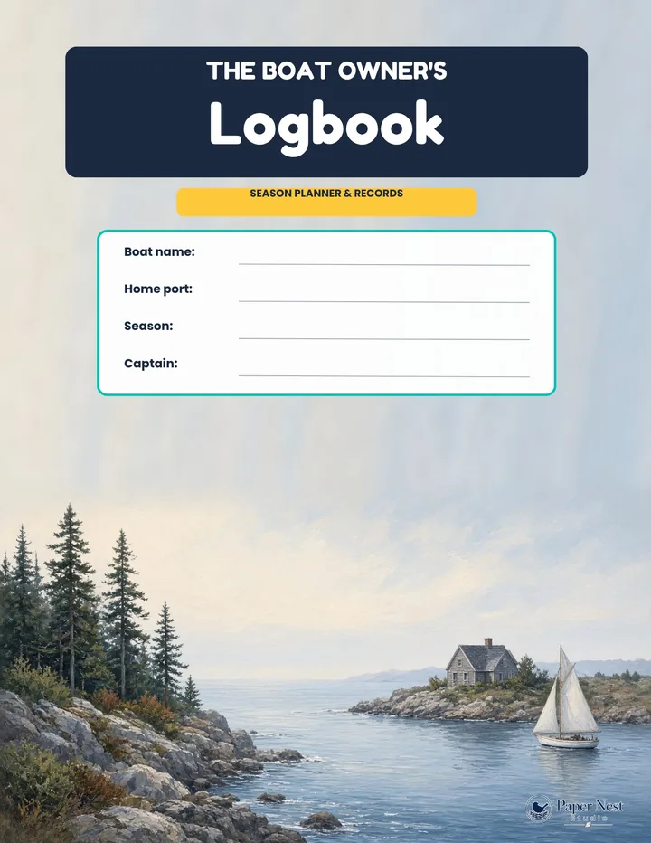New England Boat Owner Logbook printable from Paper Nest Studio