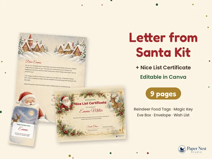 Letters from Santa & Nice List Kit printable from Paper Nest Studio